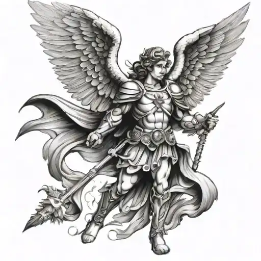 Saint Michael The Archangel With A Smoke Background