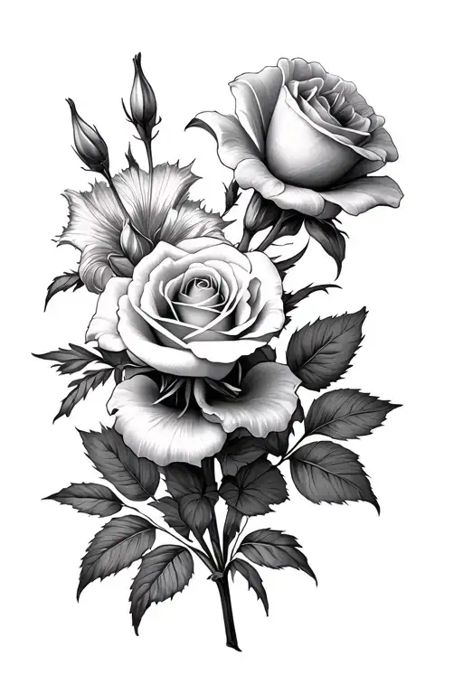 A Rose 2 Cosmos And A Gladiolus Flowers All Together