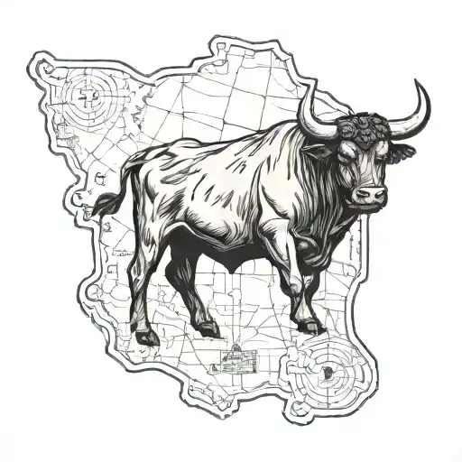 Map With A Bull And Spanish Tapasty