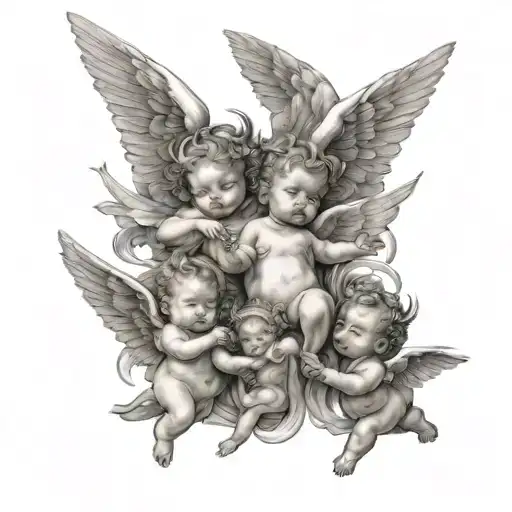 Baby Angels Flying In Different Positions