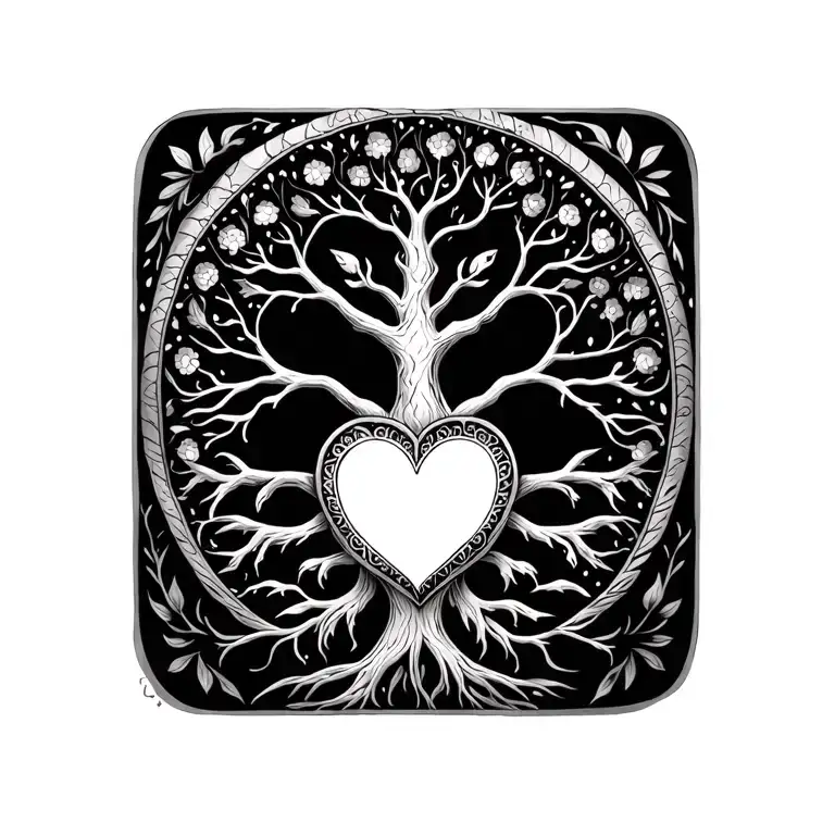 Intricate Mandala Design Incorporating Tree Of Life And Heart