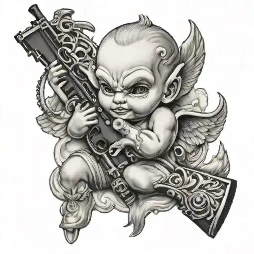 Cherub Aiming Ak47 Bag Of Mone Shiesty Mask Surrounded
