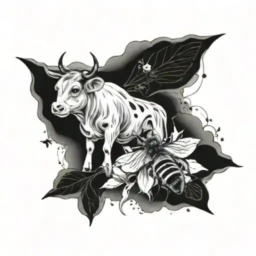 Polenisian Calf Tatto With Bee