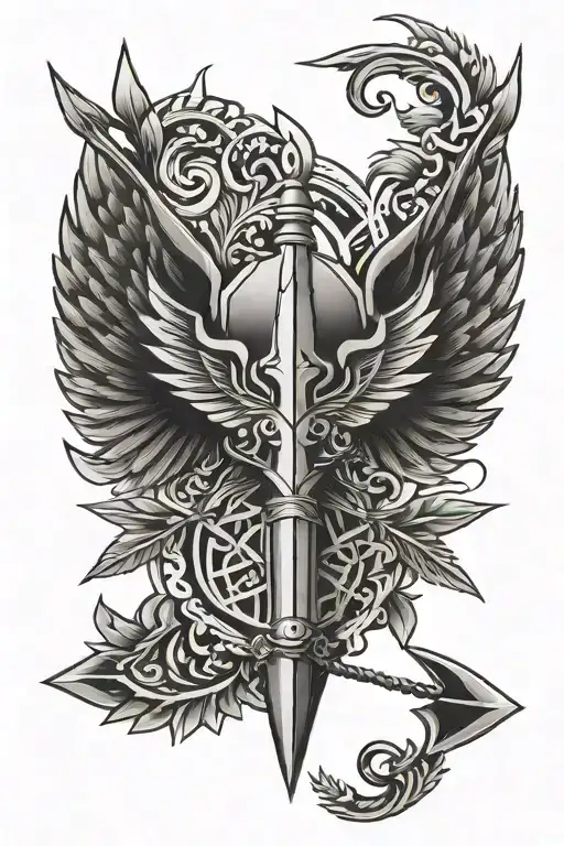 Arrow With Wings Spread Wide