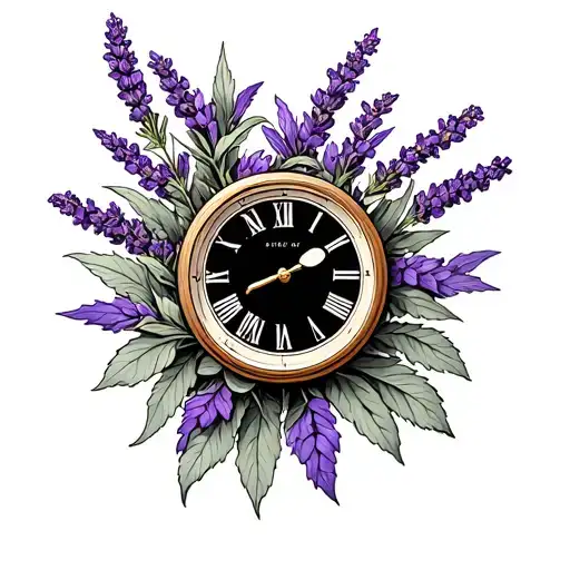 Lavender Plant With Clock In The Middle