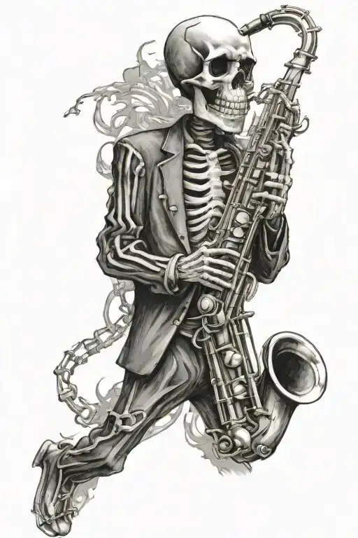 Skeleton Playing The Saxophone