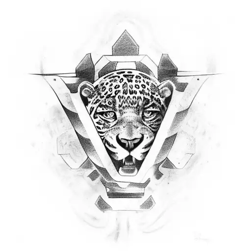 A Tattoo Design Representing The Strength And Power Of A Jaguar In A Boxing Ring