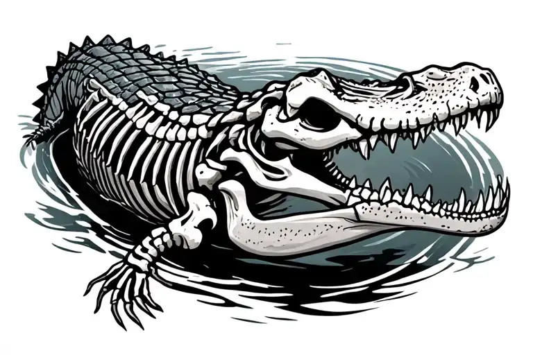Alligator Swimming Skeleton