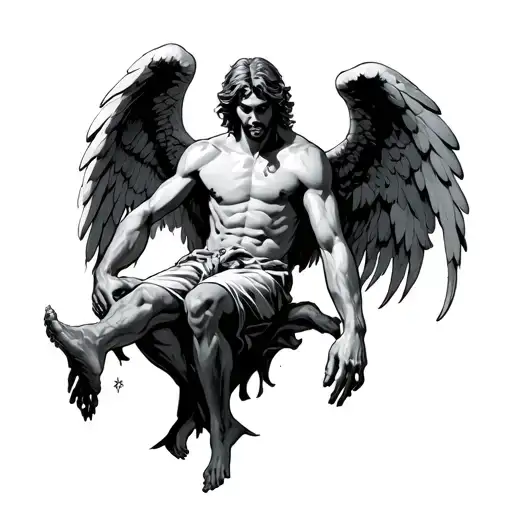 An Angel With Demons Grabbing His Foot And Los Angeles Grabbing His Hand