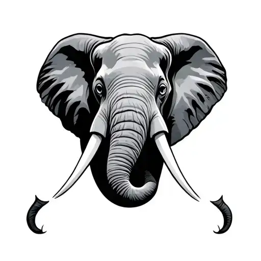 Elephant Head With Trunk Going Up