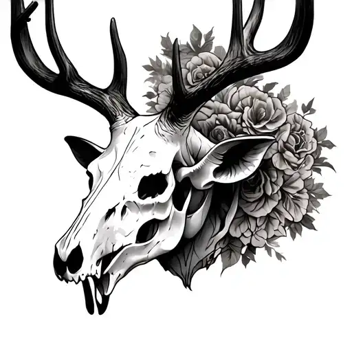 Deer Skull And Bull Skull