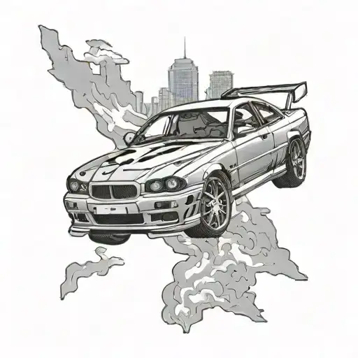 Jaguar Standing On A Skyline R34 Skyline Car