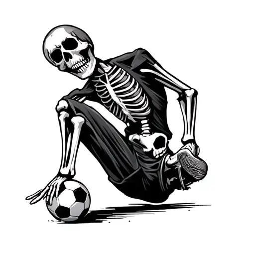 Rockabilly Day Of The Dead Skeleton Kicking A Soccer Ball