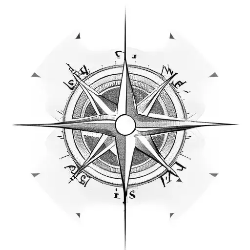 A Minimalist Design Of A Compass Needle Pointing Towards A Stylized Maple Leaf
