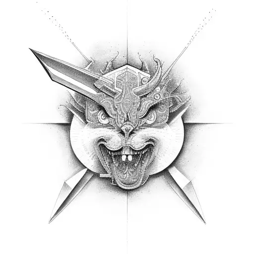 An Intricate Design Combining Work Tools And A Bible Verse