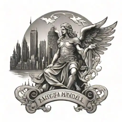 Guardian Angel And Manchester Skyline