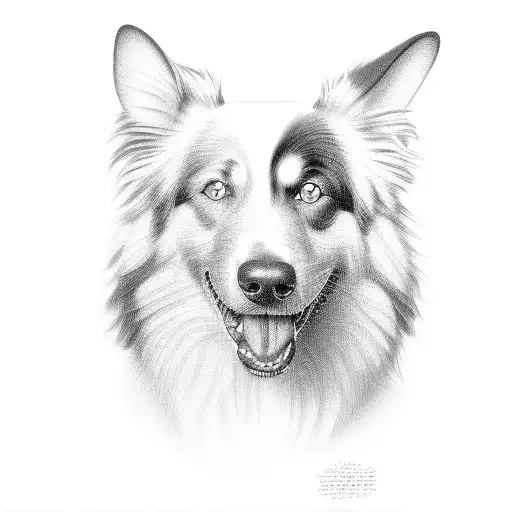 Black And White Aussie Dog Face With Tongue Out