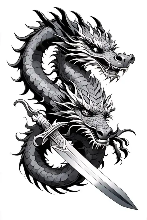 Chinese Dragon With A Sword Of A Guy's Dream