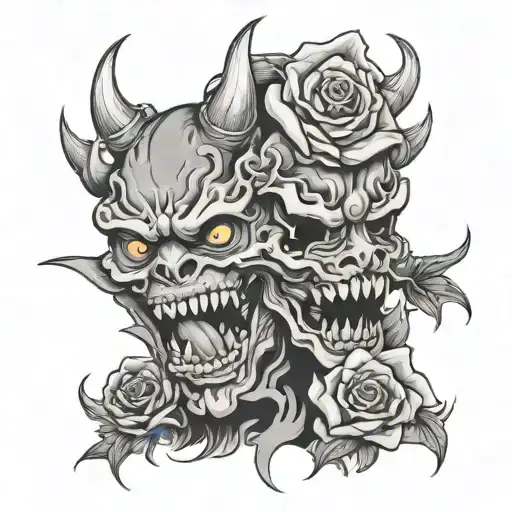 Tow Faced Monster With Rose