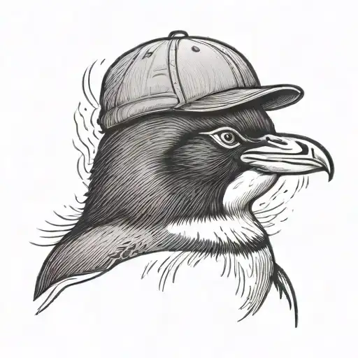 Penguin With A Baseball Cap