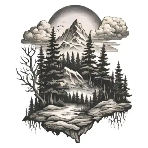 Forest With Mountains Across