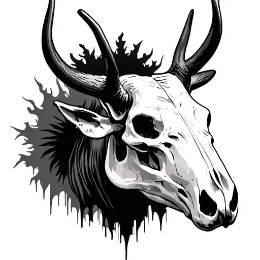 Deer Skull And Bull Skull Made