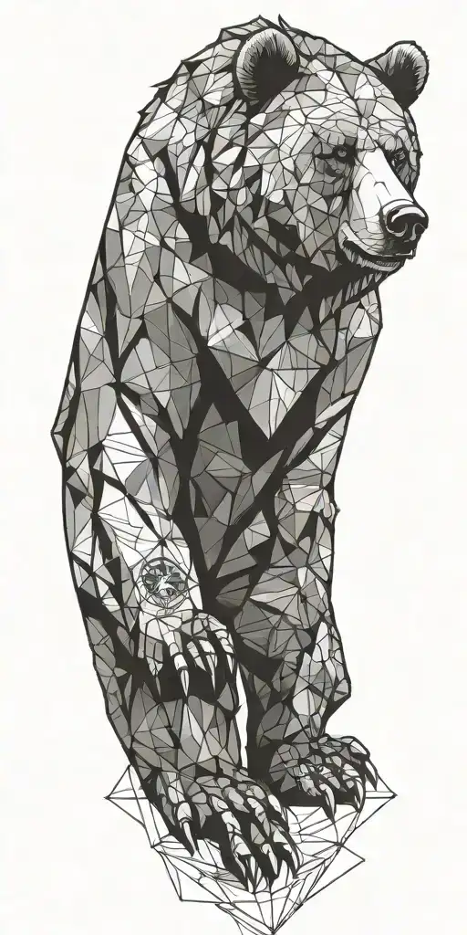 Grizzly Bear Armour With Geometrical Design Featuring A Compass