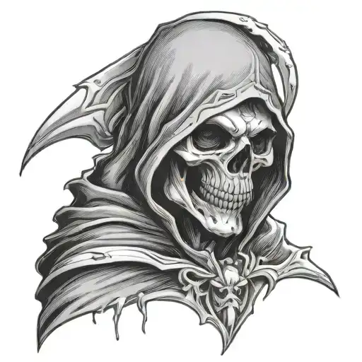 Reaper With Skull In Right Hand