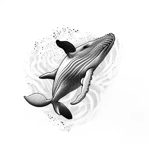 Whale With Waves On Background