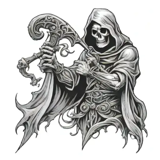 Grim Reaper Holding Number 7 Deadly Sins