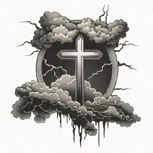 Bible Verse With A Cross And Clouds And Lightning In The Background