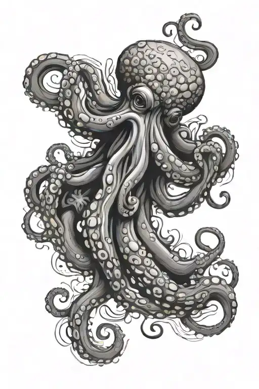 Octopus Design Underwater On Forearm Sleeve