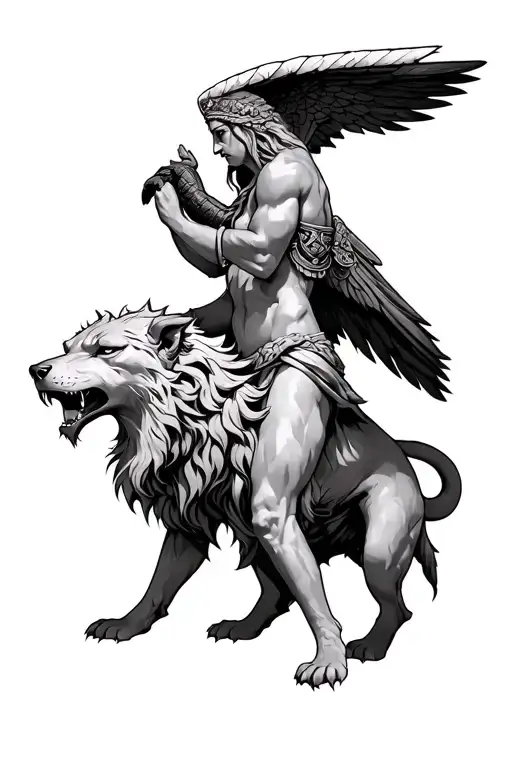 Cerberus Greek Mythology With A Valkyrie