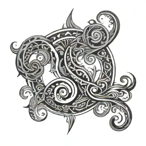 Tribal Designs That Surround The Sign Of Gemini
