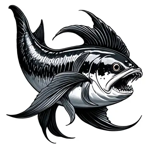 Wale Fin Emerging From The Water