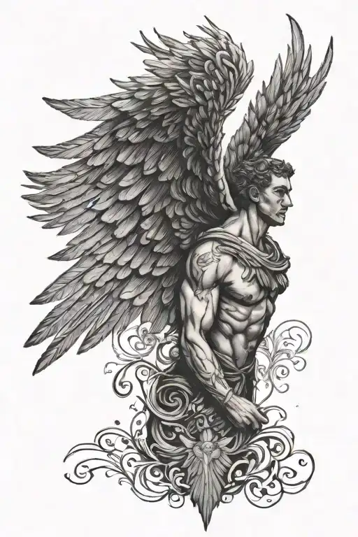 Icarus Looking Forward With Wings Spread