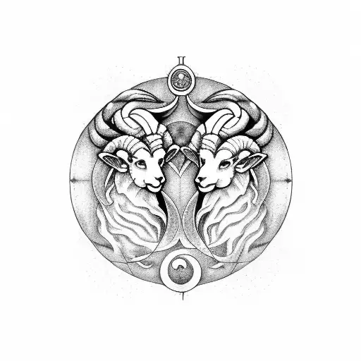 Aries And Capricorn Zodiac Signs Merged Into A Harmonious Design