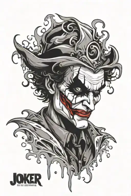 Abstract Liquid Chrome Pouring With Joker Face Inside