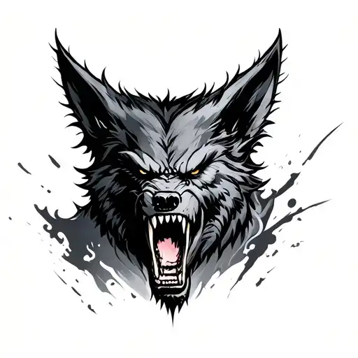 Dark Shading Werewolf Bursting Snarling