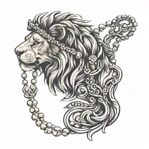 Lion And Rosary Necklace