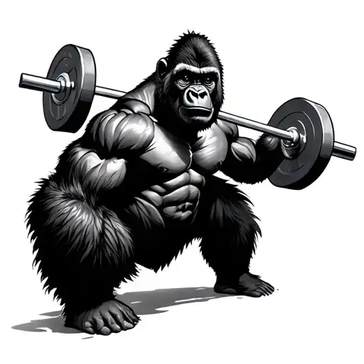 Gorilla Lifts Barbell
