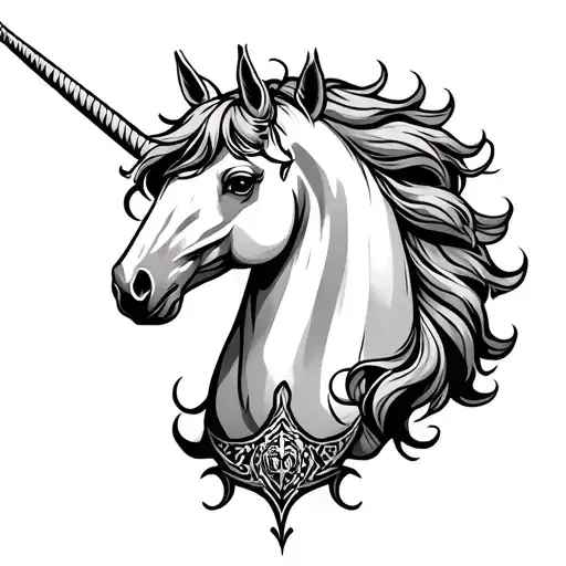 Unicorn Medieval Black Work