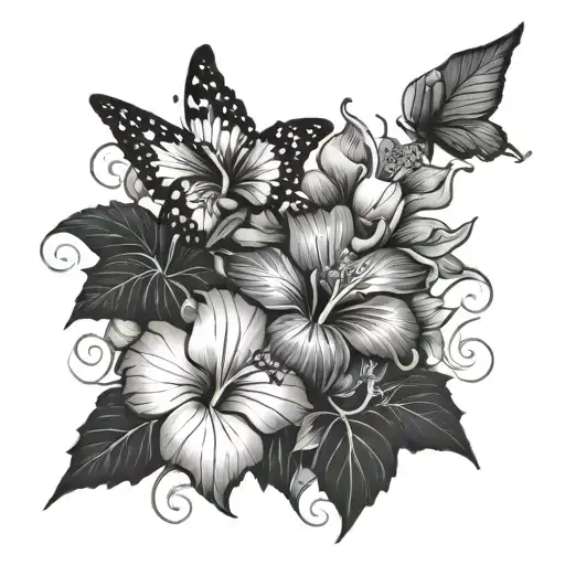 Date 2007 Butterflies Hibiscus Flowers Surrounding