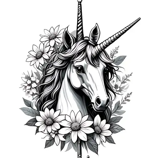 Carousel Unicorn With Edelweiss Flowers