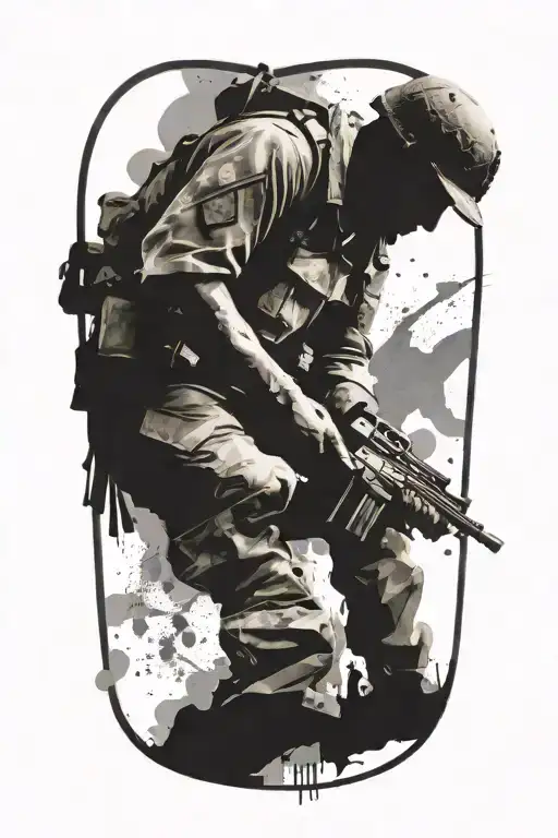 Grunge Collage Of A Soldier Fighting For God