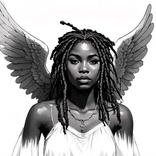 Black Female Angel With Dreads