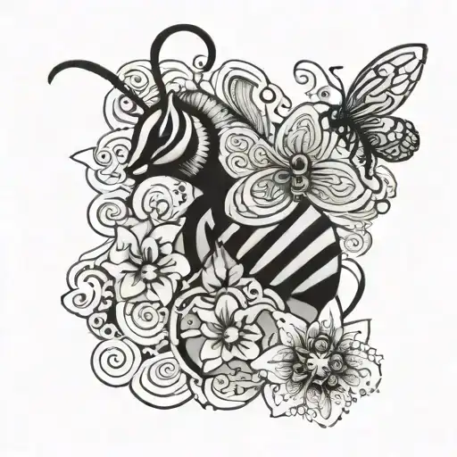 Polynesian Tattoo Calf Tatto With Bee