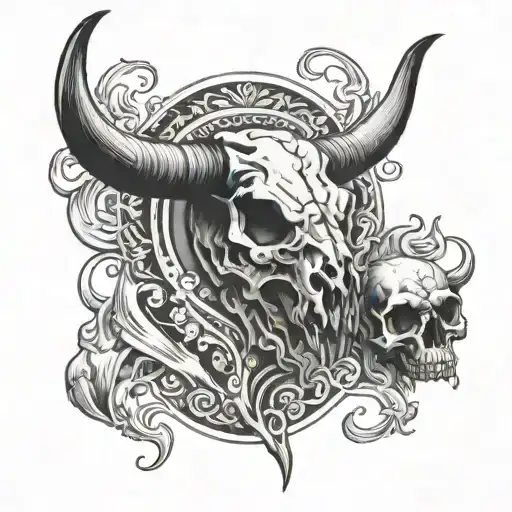 Fire Water And Bull Skull