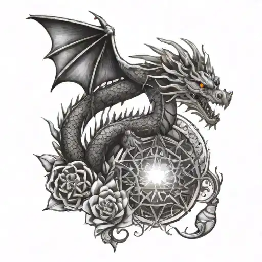 Seven Chakras And A Dragon Emerging