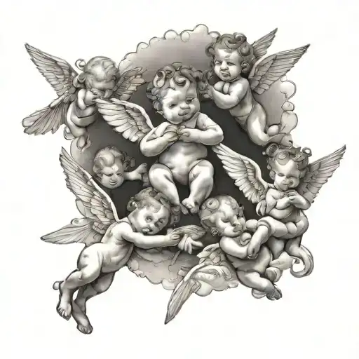 Baby Angels Flying In Different Positions